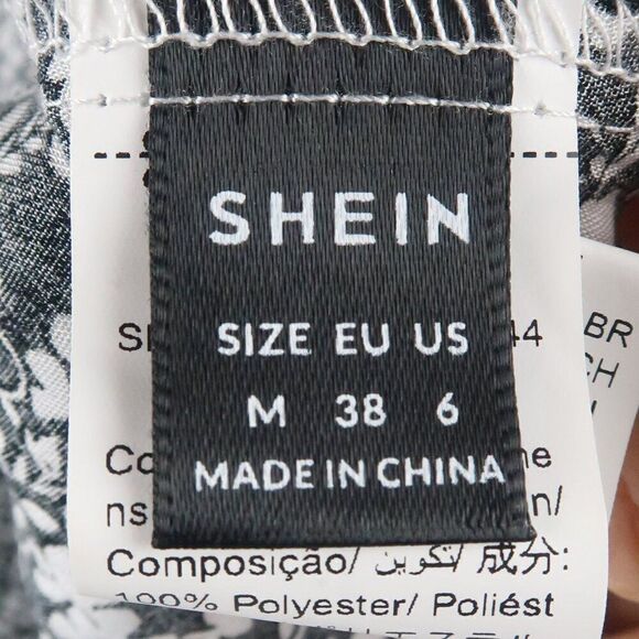 SHEIN BLACK & WHITE FLORAL MAXI SKIRT WITH SIDE SLIT SIZE MEDIUM - Picture 2 of 7